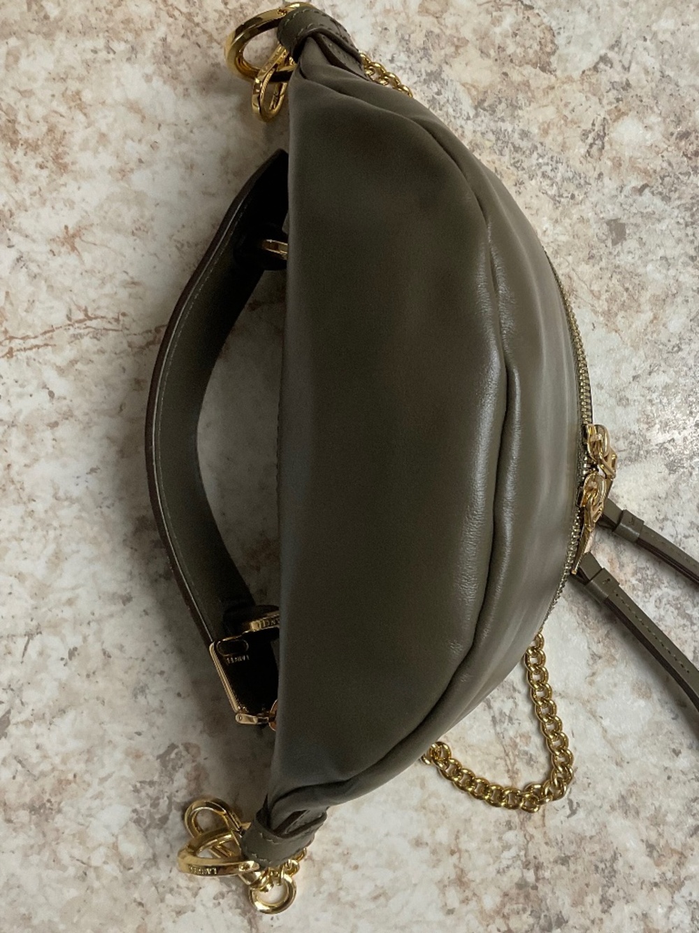 LANCEL MINI ZIP CROSSBODY BAG khaki/ gold - Picture 13 of 13